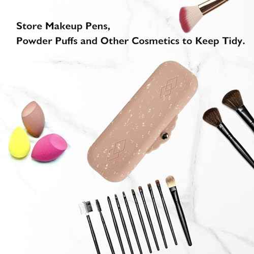 Silicone Makeup Brush Holder Bags: Cosmetic Case with Magnetic-Metal-Buttons for Travel, Makeup Pouch Case for Makeup Tools Storage