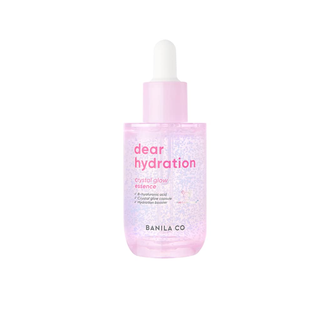 BANILA CO Dear Hydration Crystal Glow Essence: Dermatologist Tested, Pink Cactus, Hyaluronic Acid Crystals, Radiant Skin (50ml / 1.69 fl oz)