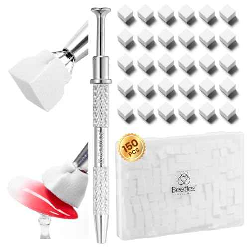 Beetles 150Pcs Soft Nail Sponges for Ombre, White Nail Sponge with Grabbing Pen, Blooming Nails Art Brushes, Gradient Manicure DIY Tools, Professional Accessories Supplies for Home and Salon Use