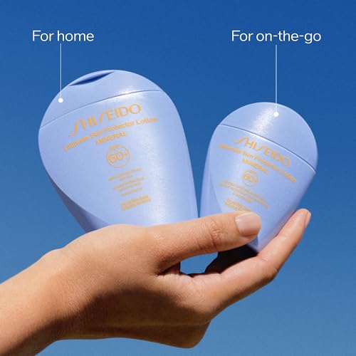 Shiseido Ultimate Sun Protector Lotion Mineral SPF 60+ - Sheer, Broad-Spectrum Sunscreen for Face & Body - Visibly Improves Fine Lines, Smoothness & Skin Tone - Fragrance Free, All Skin Types