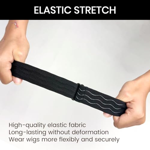 Adjustable Elastic Wig Band with Hooks No Slip Band 3 Pack Black - Wig Accessories
