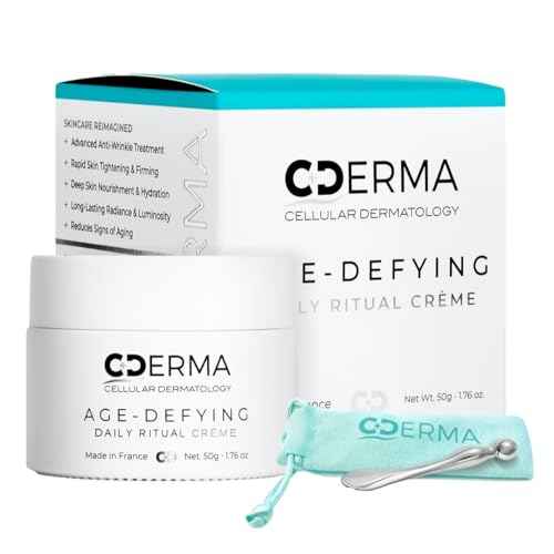 CDERMA Anti-Aging Face Cream Fights Wrinkles, Firming & Hydrating Moisturizer with Dual Hylauronic Acid For Dry Skin, Sensitive Skin, Aging Skin Made in France, 1.76 fl oz