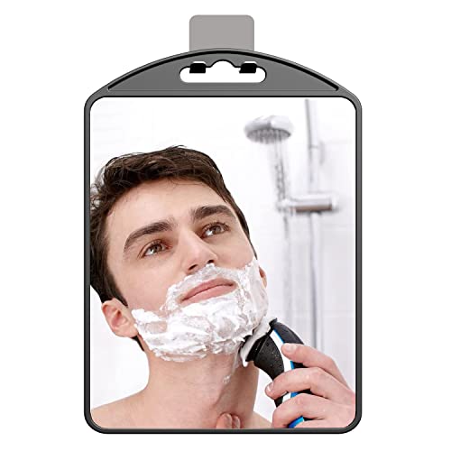 APHUIME Acrylic Black Fogless Shower Mirror with Hook - Anti-Fog Shaving Mirror