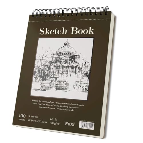 Fuxi 9x12 Sketchbook - Top Spiral Bound, 100 Sheets Acid-Free Paper