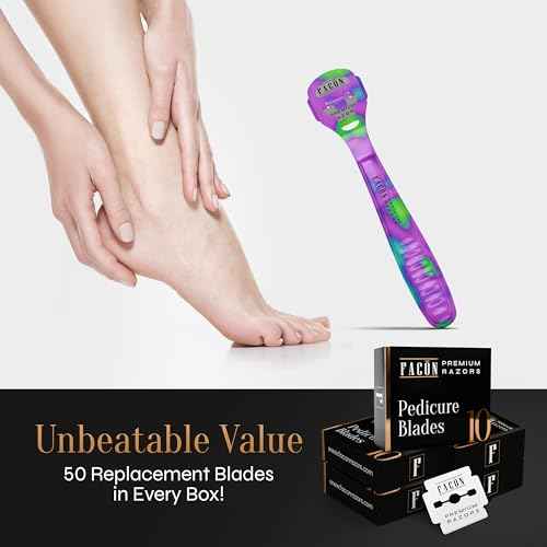Fac?n Professional Callus Shaver Remover with 50 Blades, Pedicure Razor for Feet & Hands, Foot Razor for Callus Removal, Callus Blade Remover, Corn Shaver, Surgical Grade Premium Stainless Steel Tool