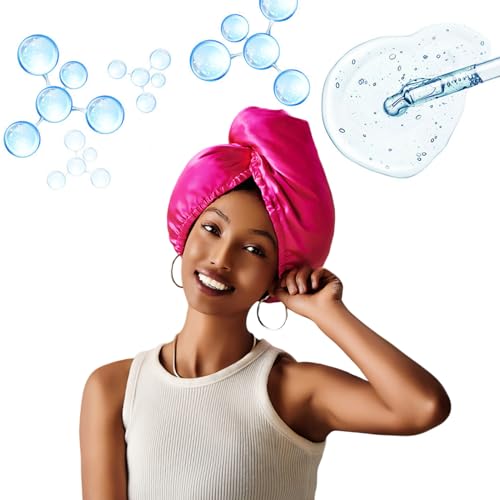 PROMEED Hydrating Silk Bonnets with Hyaluronic Acid, 100% 23 Momme Mulberry Silk Turban for Long Hair Care, Moisture Silk Sleep Cap for Healthy and Smooth Hair (Fuchsia)