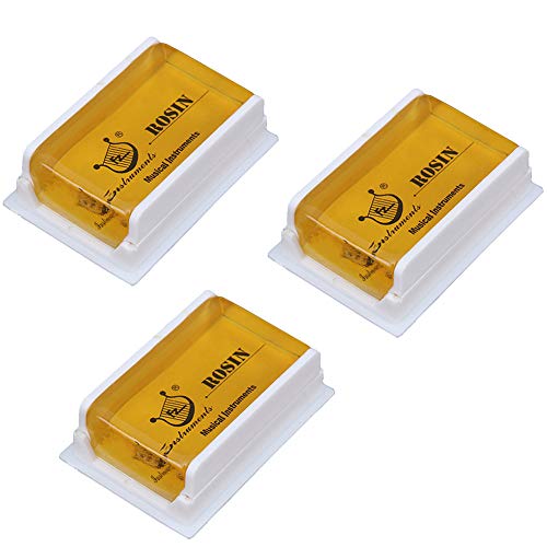 EastyGold Natural Rosin for Violin, Cello, Viola - Low Dust, Sensitive Sound, 3 Pack with Case