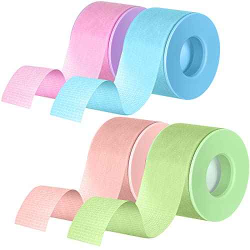 Nuanchu 4 Rolls Lash Tape for Eyelash Extensions Breathable Eyelash Tape for Extensions Adhesive Microporous Lash 0.98 Inch x 3.9 Yard/Roll(Colorful)