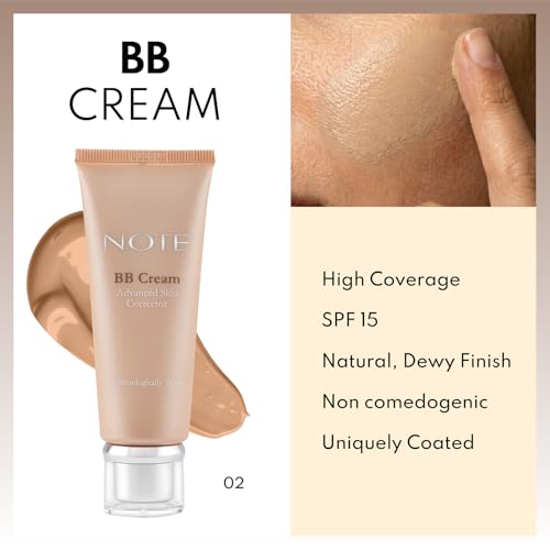 NOTE BB Cream SPF 15 - Tinted Beauty Balm Cream with Vitamin E - Hydrating Foundation Makeup for Lasting Natural Finish - 02-1 oz