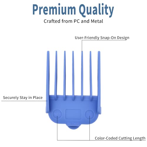 10 Pcs Color-Coded Hair Clipper Guards Cutting Guide Combs for Wahl and Surker Hair Clippers ? Cutting Lengths from 1/16" to 1" (1.5mm to 25mm)
