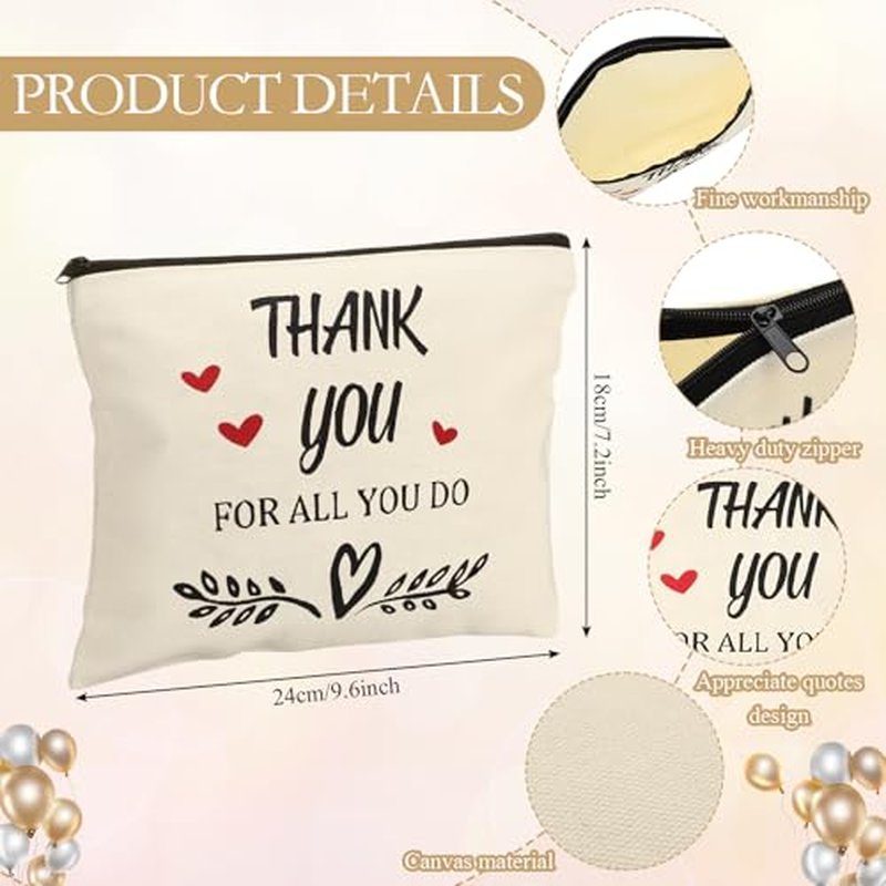 Coume 12-Pack Inspirational Makeup Bags for Teachers & Nurses