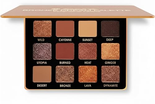 Lamora Bronze Eyeshadow Palette - 12 Shades Matte & Shimmer