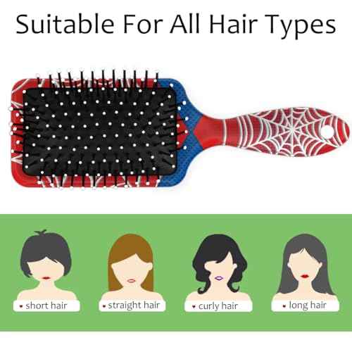 Spider Web Red Kids Detangler Hair Brush Hairbrush for Boys Girls, Detangling Brush Smooth for Wet Dry Thin Long Curly Hair, Glide Through Tangles with Ease and Massage Scalp