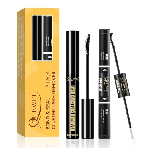 QUEWEL 12mL Cluster Eyelashes Bond Seal and Remover Kit, Eyelash Clusters Black Glue and DIY Eyelash Extensions Remover (bond seal remover)