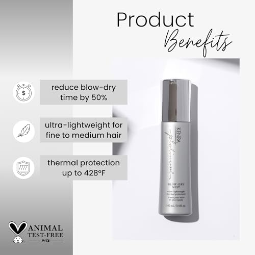Kenra Platinum Blow-Dry Mist | Ultra-Lightweight Thermal Protectant | Detangles, Smooths, & Softens | Eliminates Frizz & Resists Humidity | Fine To Medium Hair