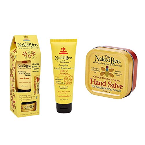 The Naked Bee Orange Blossom Vitamin C Facial Moisturizer SPF 30 + Orange Blossom Honey Collection + Hand & Cuticle Healing Salve