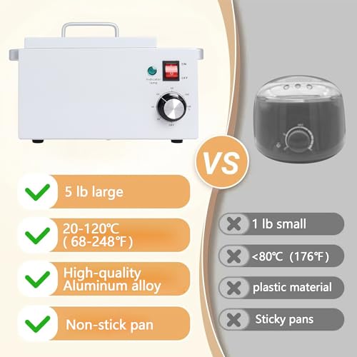Upgrade Large Wax Warmer for Professional Hair Removal - Single Melter Heater Machine with Non-stick Pot, Facial, Body and SPA Use