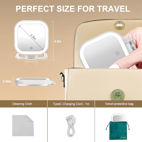 Mocado Compact Travel Makeup Mirror 1X/10X Magnifying Light