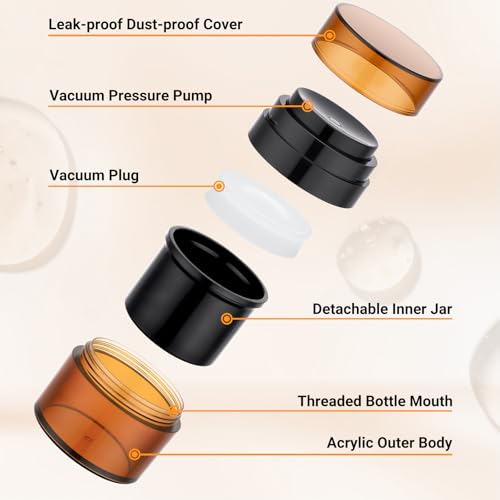 Segbeauty Mini Airless Pump Jars - 3pcs 15ml Refillable Containers
