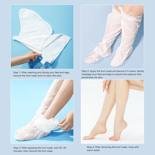 55cm Long Foot Peel Mask,Baby Soft Foot Mask,Exfoliating Foot Peeling Mask for Dry Cracked Feet,Make your feet and legs soft and smooth.(3 Pairs)