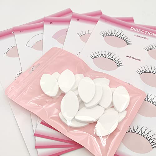 20 pcs Eye Shaped Practice Sponges and 5 Sheets Lash Mapping Exercise Cards for Eyelash Beginners Lash Extension Supplies