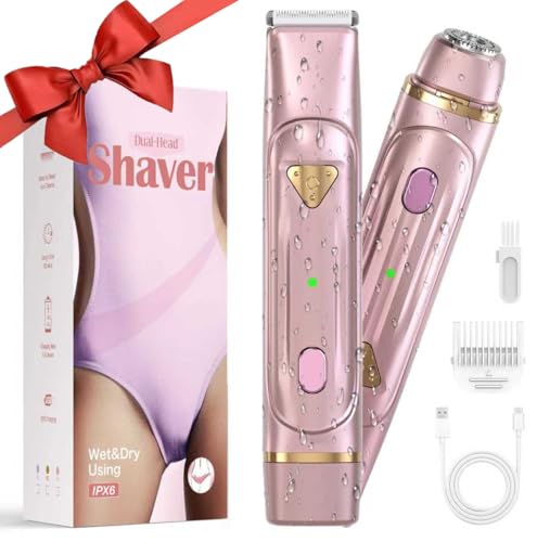 2-in-1 Bikini Trimmer for Women, IPX6 Waterproof Electric Shaver
