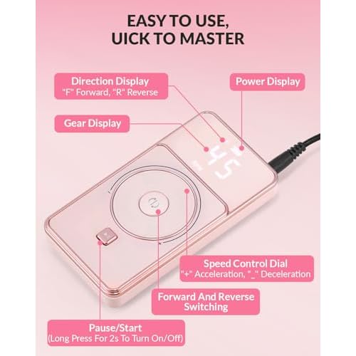 BAOSHISHAN Professional Nail Drill Machine, 45000RPM Rechargeable Cordless Nail Drill with Holder &11 Drill Bits for Acrylic Nails Remove Nail Gel Polish Manicure for Salon Home