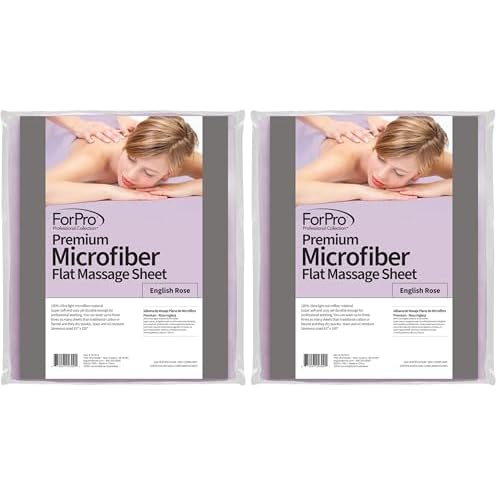 ForPro Premium Microfiber Flat Sheet, English Rose, Ultra-Light, Stain and Wrinkle-Resistant, for Massage and Spa Tables, 63" W x 100" L (Pack of 2)