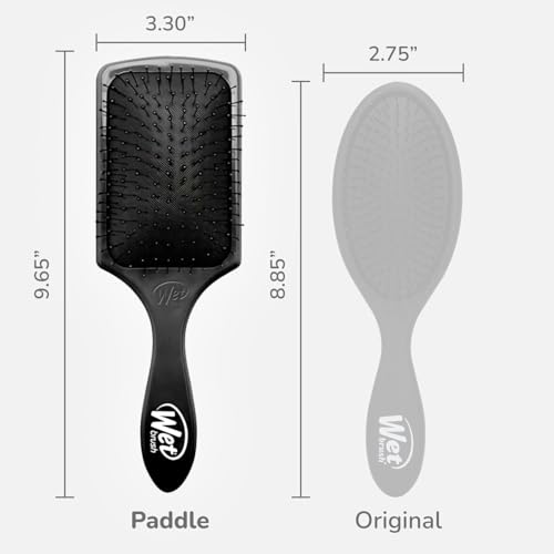 Wet Brush Paddle Detangler Hair Brush, Black, Ultra-Soft IntelliFlex Bristles with AquaVent Design, Great For Treatment & Mask Application, Women, Men, Wet, Dry and Damaged Hair, (Pack of 2)