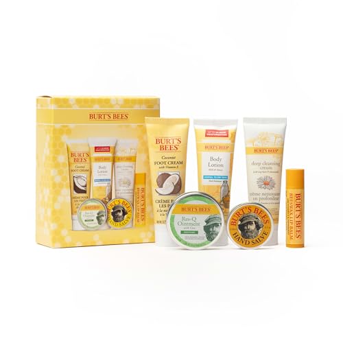 Burt's Bees Gifts Ideas - Timeless Minis Set, 6 Products - Beeswax Lip Balm, Coconut Foot Cream, Honey Body Lotion, Deep Cleansing Cream, Res-Q Ointment & Hand Salve