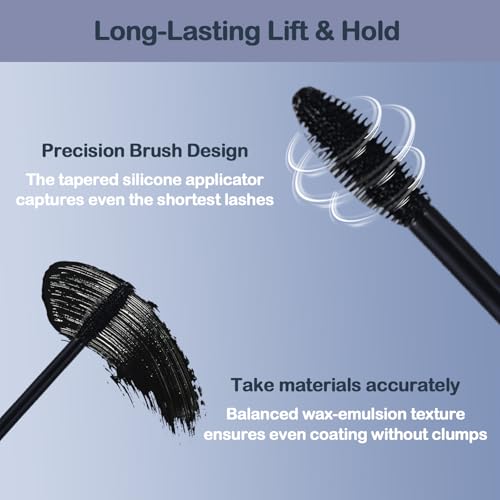 Eyes On Me Waterproof Volumizing Mascara ? Long-Lasting Curl & Lift, Smudge-Proof, Conditioning Formula with Panthenol & Vitamin E, Precision Tapered Silicone Brush, Jet Black