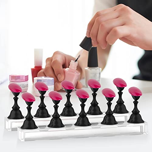 Nail Stand for Press On Magnetic Nail Tips Nail Holder for Painting Nails Fake Nail False Nail Design with Reusable Adhesive Putty Practice Nail Art Tools for Home Salon DIY Beginner Supplies