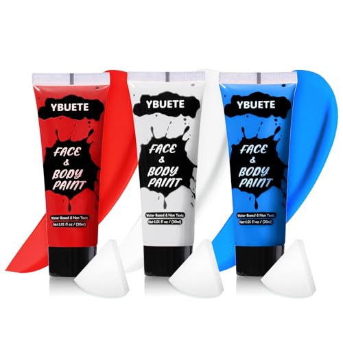 YBUETE 3Pcs Face Body Paint Set - Halloween Costume Party