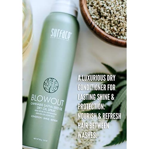 Surface Hair - Blowout Dry Oil Spray ? Organic Ingredients for Women and Men, Heat-Resistant with Babassu Oil for Lightweight Conditioning for Longer Lasting Blowouts - 3.5 fl oz