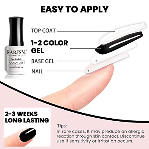 RARJSM Gel Polish 15ml Pure Black – RAR31 Variation, High Gloss Long Lasting UV/LED