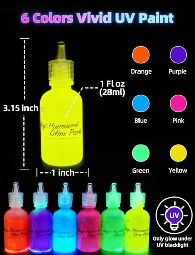 ILC UV Reactive Black Light Body Paint Kit - 6 Neon Colors