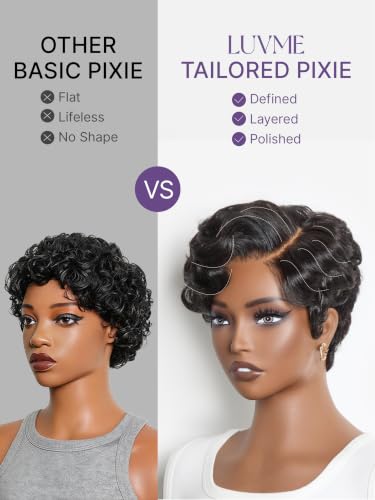 Short Pixie Cut Glueless Wig 6 Inch Human Hair Pre-Styled