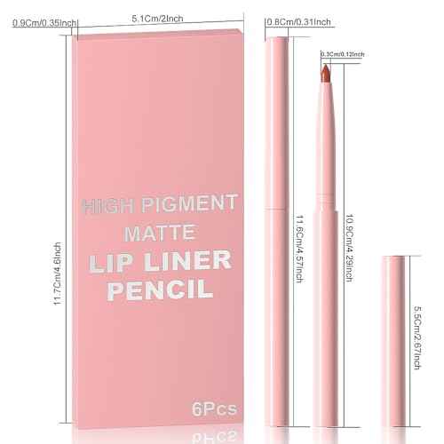 evpct 6Pcs Retractable Lip Liner Pencils Set Pack for Shaping & Sculpting Lips, Mauve Maroon Red Orange Nude Chocolate Dark Brown Plum Creamy Matte Gel Lip Liner Lipliners Pencil delineador de labios