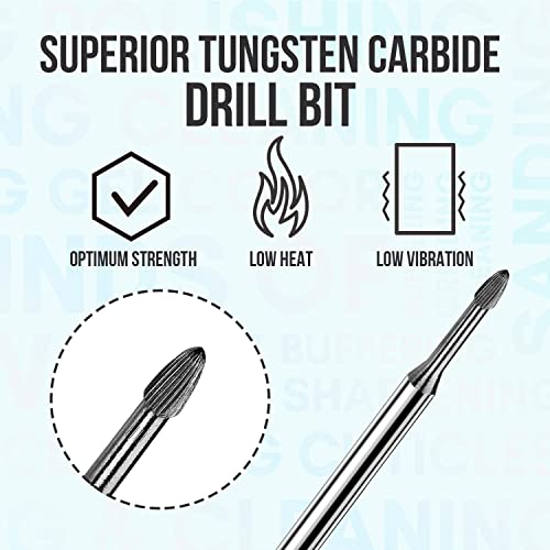 Makartt Nail Drill Bits Set 10Pcs Bundle with Safety Nail Drill Bits, Tungsten Carbide Nail Drill Bits, 3/32 inch for Acrylic Gel Nails Cuticle Manicure Pedicure