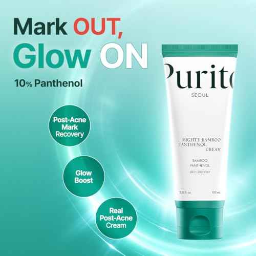 PURITO Post-Acne Moisturizer, Recovery & Glow Boost, Silicone-Free, Non-Comedogenic, Vegan, Korean Skincare, Mighty Bamboo Panthenol Cream, 3.38 fl oz / 100ml