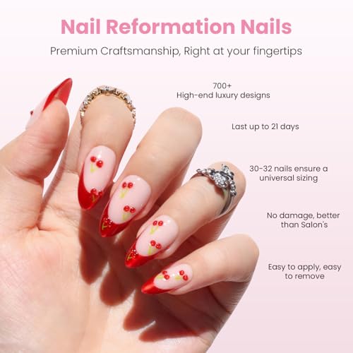 Nail Reformation Cherry Press On Nails - 30 Pc Kit