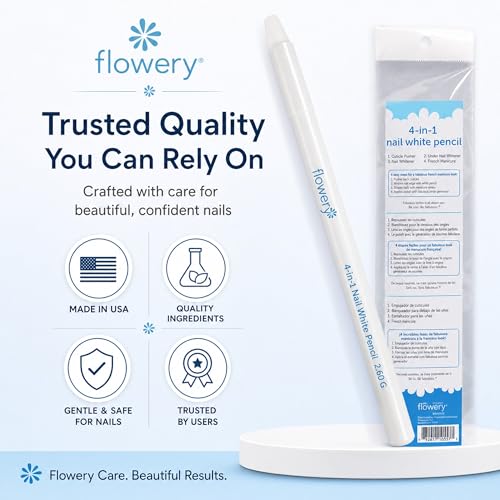 Flowery 4-in-1 White Nail Pencil - Under Nail Whitener & Cuticle Pusher