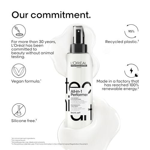 L'Or?al Professionnel Tecni.art All-in-1 Performer Styling Treatment Spray ? 30 Benefits in 1, Leave-In, Heat Protection up to 450¡ÆF, Anti-Frizz, Shine, Conditioning & Detangling