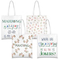 Paterr Mahjong Tote Bag Set of 4 Canvas Handbags