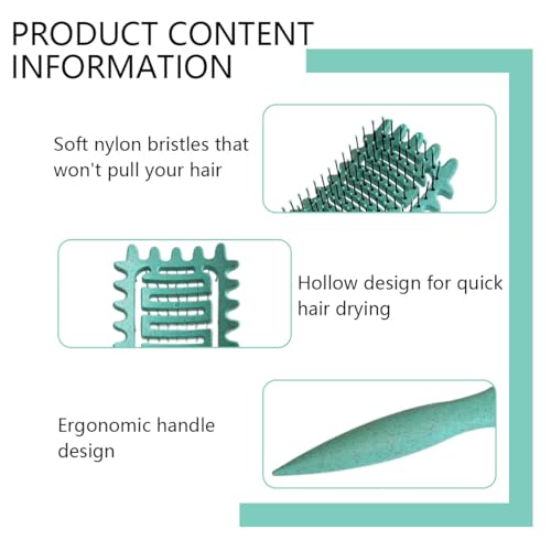 Vented Hair Brush for Curly Hair, Curl Defining Brush, Curl Define Styling Brush, Defined Curls Detangling and Styling Hairbrush for Women to Reduce Pulling and Curl Separation (Green)