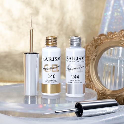 RARJSM Metallic Gel Liner Nail Art Polish Set - Mirror Chrome 3D Effect