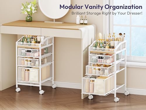 Rolling Utility Cart with Drawers - Under Desk Storage