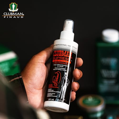 Clubman Supreme Non Aerosol Hairspray ? Extra Hold Styling & Grooming Hair Spray for Men with Panthenol, 8 fl oz