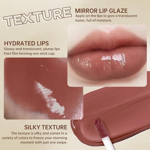 2 Colors Lip Liner with Lip Gloss Set, Moisturizing Light Brown Lip Pencil Dark Brown Lip Liner and Lip Gloss Combo, Long Lasting Glossy Lip Stain Lipstick Lip Care Makeup