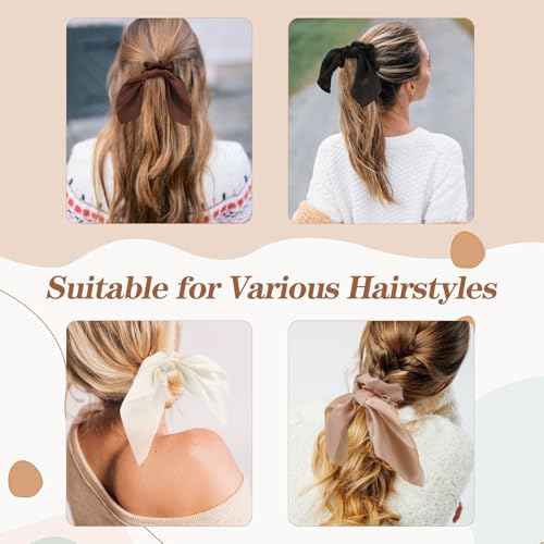 6 PCS Small Silk Scrunchies, Hair Ties with Knotted Bows, Satin Hair Ribbons Elastic Hair Ties for Women Girls, Christmas Gifts